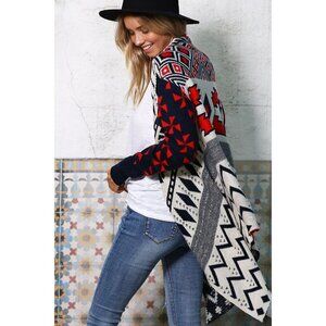 Aztec Print Cardigan Sweater